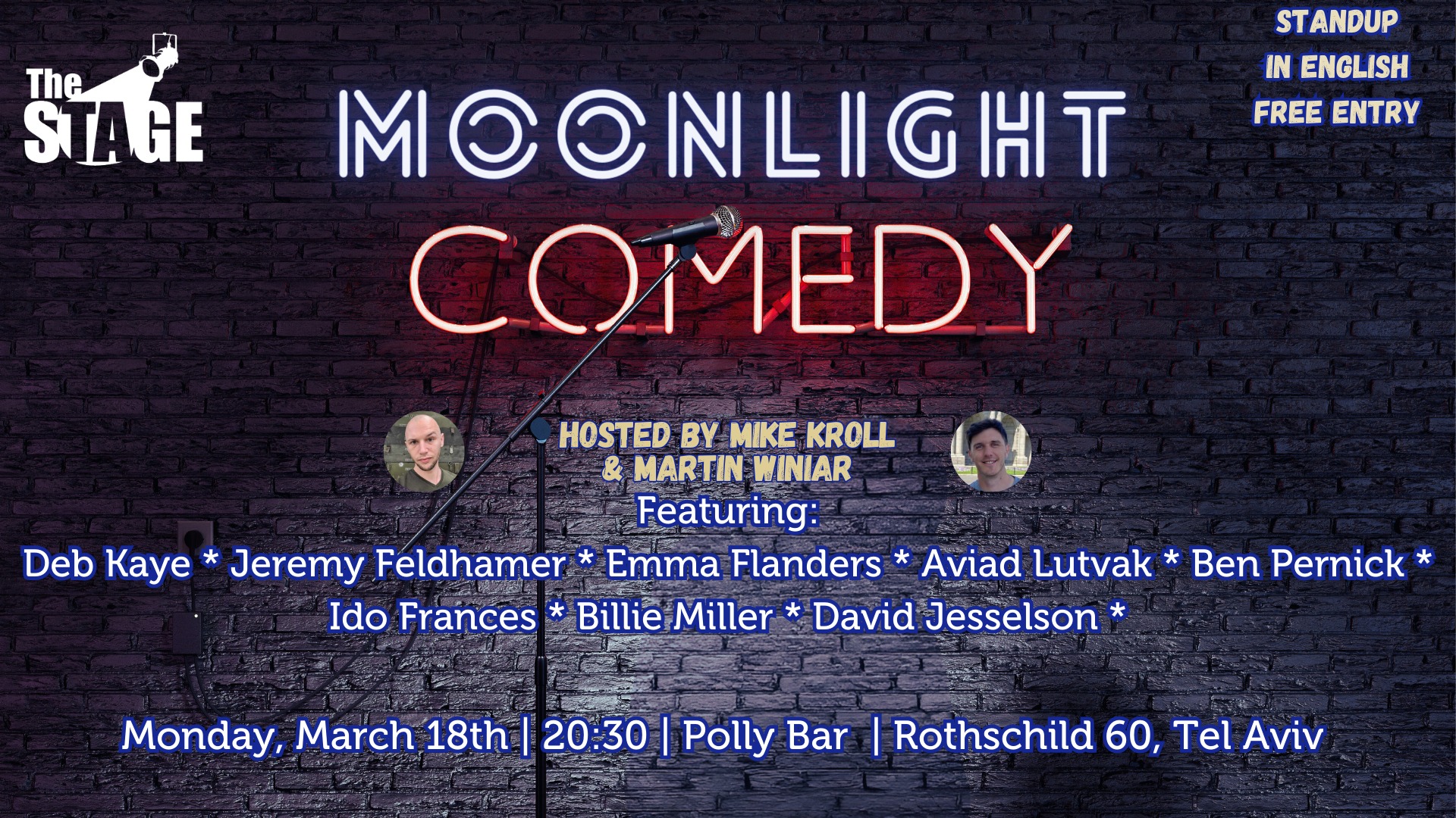March Moonlight Comedy - Free Standup in English! @ Polly Bar